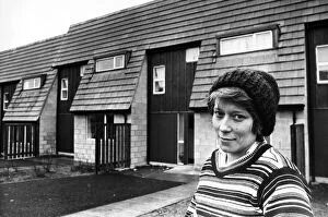 Images Dated 2nd February 1977: Mrs Elsie Hedley, pictured outside her space age home in Thetford