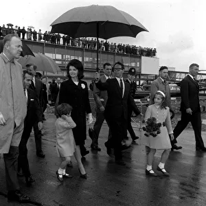 Mrs Jacqueline Kennedy and her 4 yr old son John and daughter Caroline 7 dressed in