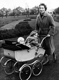 Mrs M Coleman, of Gosforth, with her daughters Sally and Gillian on 23rd October 1961