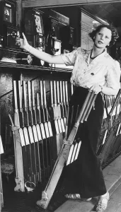 Mrs Mary Milbrand of Doncaster who in normal times made silk lingerie takes up signal
