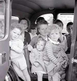 Mrs Mavis Graham and her 12 children seen here arriving at Bigbury on Sea in Devon