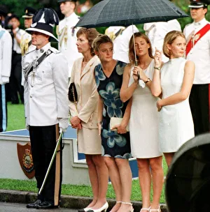 00184 Prints: Mrs Patten and daughters at Government house June 1997 As Governor Chris Patten leaves