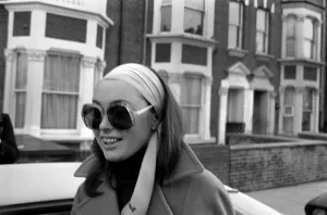 Mrs. Sheila Stonehouse (Sheila Buckley) leaving her Maida Vale home this morning
