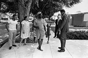 Muhammad Ali (far right) and Donald Zec Daily Mirror reporter (second right