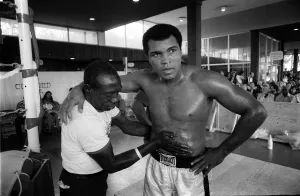 00029 Prints: Muhammad Ali Heavyweight Boxer, Mar 1976 getting a rub down from his masseur