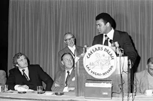 00435 Prints: Muhammad Ali and Joe Bugner at a press conference for their upcoming fight