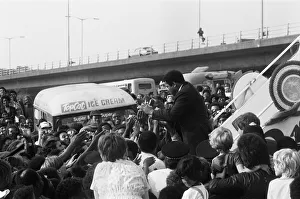00764 Prints: Muhammad Ali mobbed by 1, 000 fans as he opened the Hockley Sporting Centre named after