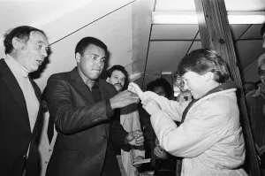 01362 Prints: Muhammad Ali at Nuneaton. The boxing legend brought his own kind of magic to thrill