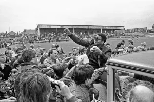 01358 Prints: Muhammad Ali at Nuneaton. The boxing legend brought his own kind of magic to thrill