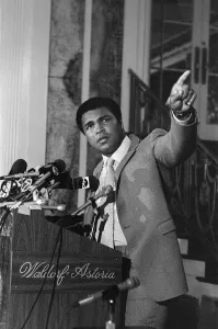 01005 Prints: Muhammad Ali speaking at a press conference ahead of his upcoming fight against World