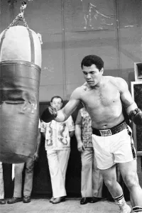 Muhammad Ali in training ahead of his second fight with Leon Spinks to be held