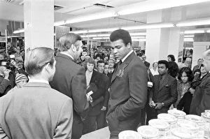 Muhammad Ali visits the co-op and Birmingham New Street railway station during his