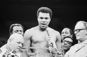 00328 Prints: Muhammad seen here at the weigh before his world champion fight against Joe Frazier