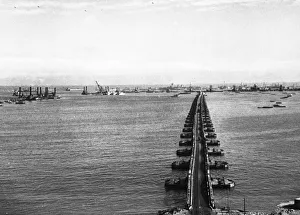 The Mulberry B harbour Port Winston'pre-fabricated port at Gold Beach