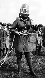Munition Girls Fire Brigade in regulation uniform during World War One. Circa 1916