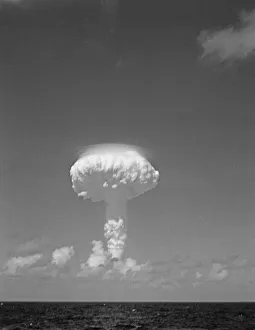 A mushroom cloud rises over the Pacific moments after the detonation of Britain