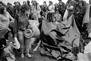 Hippies Prints: Music Fans with a plastic sheet at the Bath Festival of Blues & Progressive Music