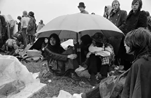 00087 Prints: Music Fans in the rain at the Bath Festival of Blues & Progressive Music