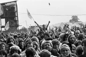 00948 Prints: Music fans watching bands performing on Saturday night at the Reading Festival
