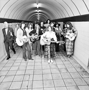 Guitars Prints: Music: Underground Pop Group. Also group picture in Green Park underground station