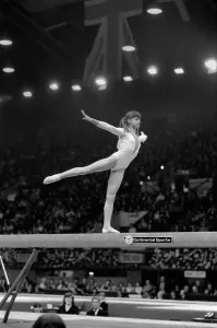 Nadia Comaneci competiting in Champions All'Gymnastics Competition