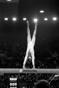 Nadia Comaneci competiting in Champions All'Gymnastics Competition