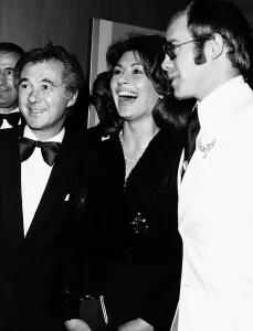Nanette Newman with husband Bryan Forbes and Elton John at the Gold