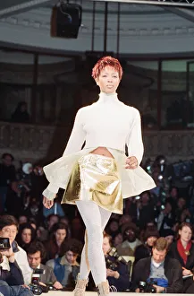 00912 Prints: Naomi Campbell, models John Rocha at London Fashion Week 1993, 5th March 1993