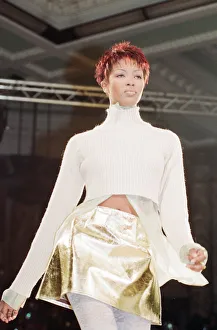 00912 Prints: Naomi Campbell, models John Rocha at London Fashion Week 1993, 5th March 1993