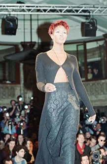 00912 Prints: Naomi Campbell, models John Rocha at London Fashion Week 1993, 5th March 1993
