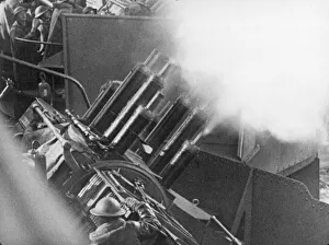 Warship Prints: A narrow escape for the British Royal Navy aircraft carrier engaged by enemy bomber