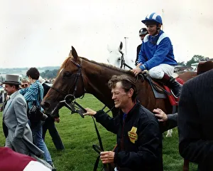 Nashwan and jockey Willie Carson after winning the Derby at Epsom - June 1989