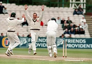 Wicket Prints: Nasser Hussain is clean bowled July 1998 by South Africa