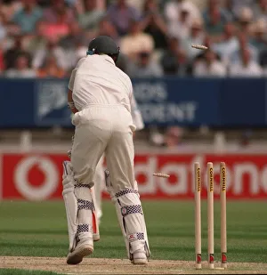 Wicket Prints: Nasser Hussain Cricket Player Of England July 1999 Is Bowled Out By Simon Doull In