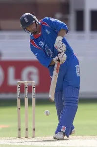 Nasser Hussain England Cricketer hits out May 1999 during the opening match of