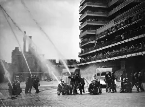 Air Raids Prints: National Fire Service Drill at Regional Headquarters in Lambeth, South London