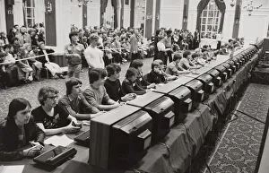 National Space Invaders Championships 1981 A row of young enthusiasts playing to