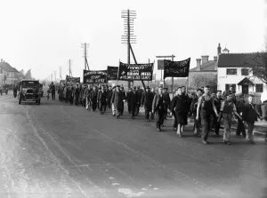 National Unemployed Workers Movement (NUWM) Hunger March seen here making its way through