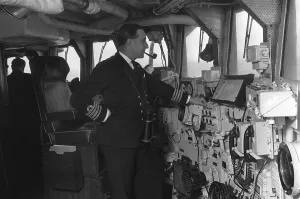 NATO Exercise 1965 HMS Ark Royal Aircraft Carrier March 1965 The captain looks