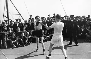 Navy cadets training in London. Picture taken 6th August 1942