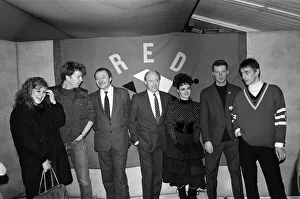 Neil Kinnock and Ken Livingstone with pro-Labour pop stars Kirsty MacColl