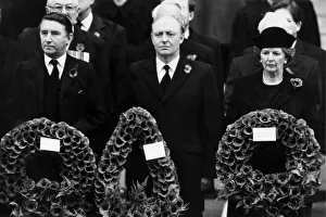 Neil Kinnock with Margaret Thatcher and David Steel at Remembrance Day service