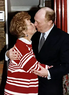 Neil Kinnock MP and wife Glenys Kinnock MEP kiss on the occasion of their 25th wedding