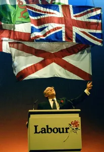 Conference Prints: Neil Kinnock at the Sheffield re-election Rally where made his We