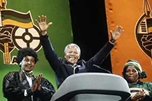 Speech Prints: Nelson Mandela ANC President of South Africa at Wembley with his wife Winnie African