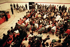 Nelson Mandela at the Hansdworth Leisure Centre in Handsworth, Birmingham