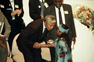 Nelson Mandela at the Hansdworth Leisure Centre in Handsworth, Birmingham