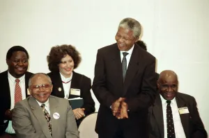 Nelson Mandela at the Hansdworth Leisure Centre in Handsworth, Birmingham
