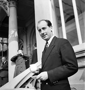 Supersonic Prints: Neville Duke, former fighter pilot in World War Two enjoys a welcome cup of tea after