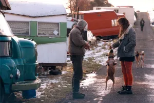 New Age travellers Compo and Imogen at their encampment near Consett